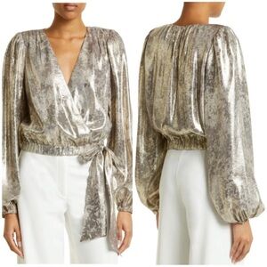 Ramy Brook Silver Puff Sleeve Blouse